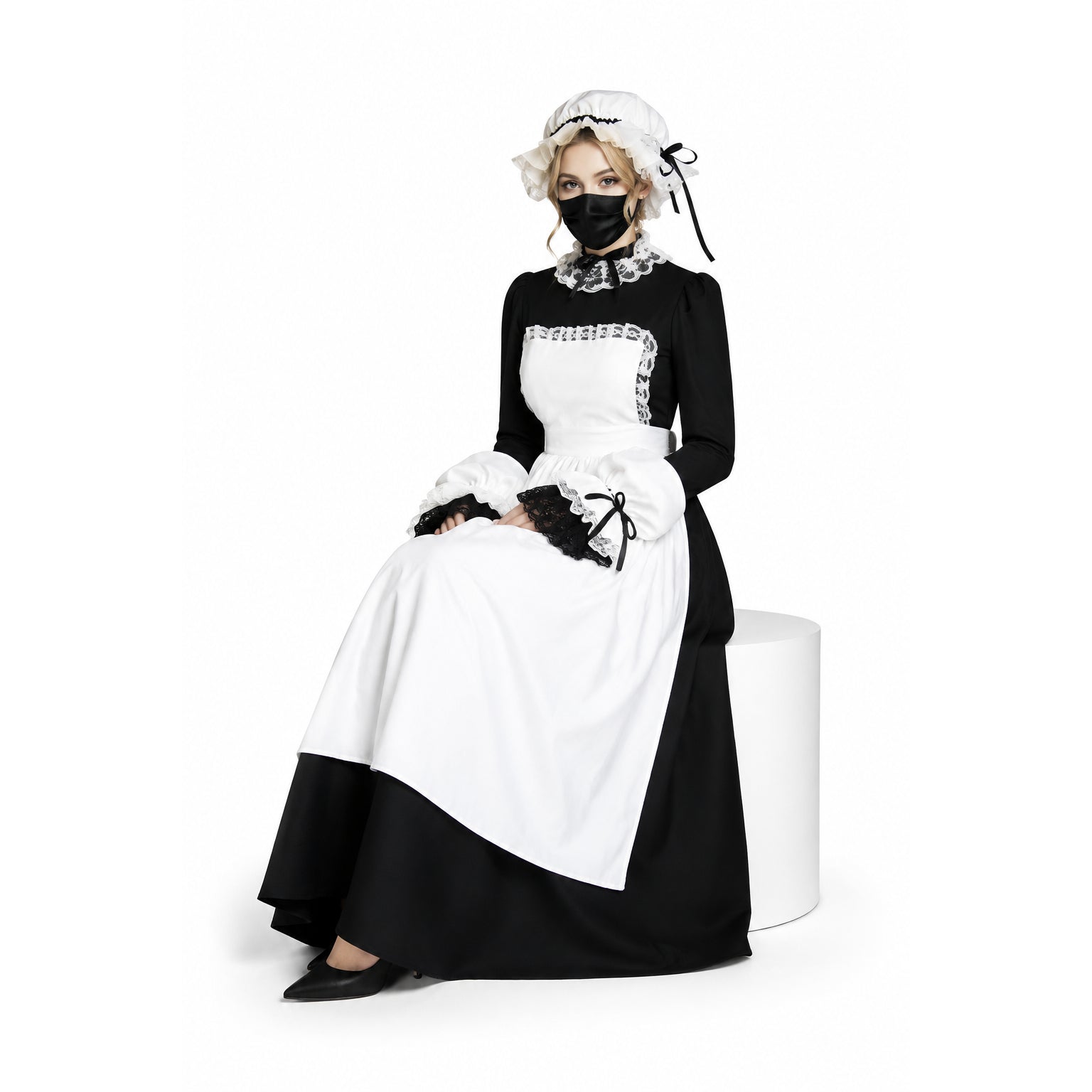 schwarzes Baumwollkleid G299