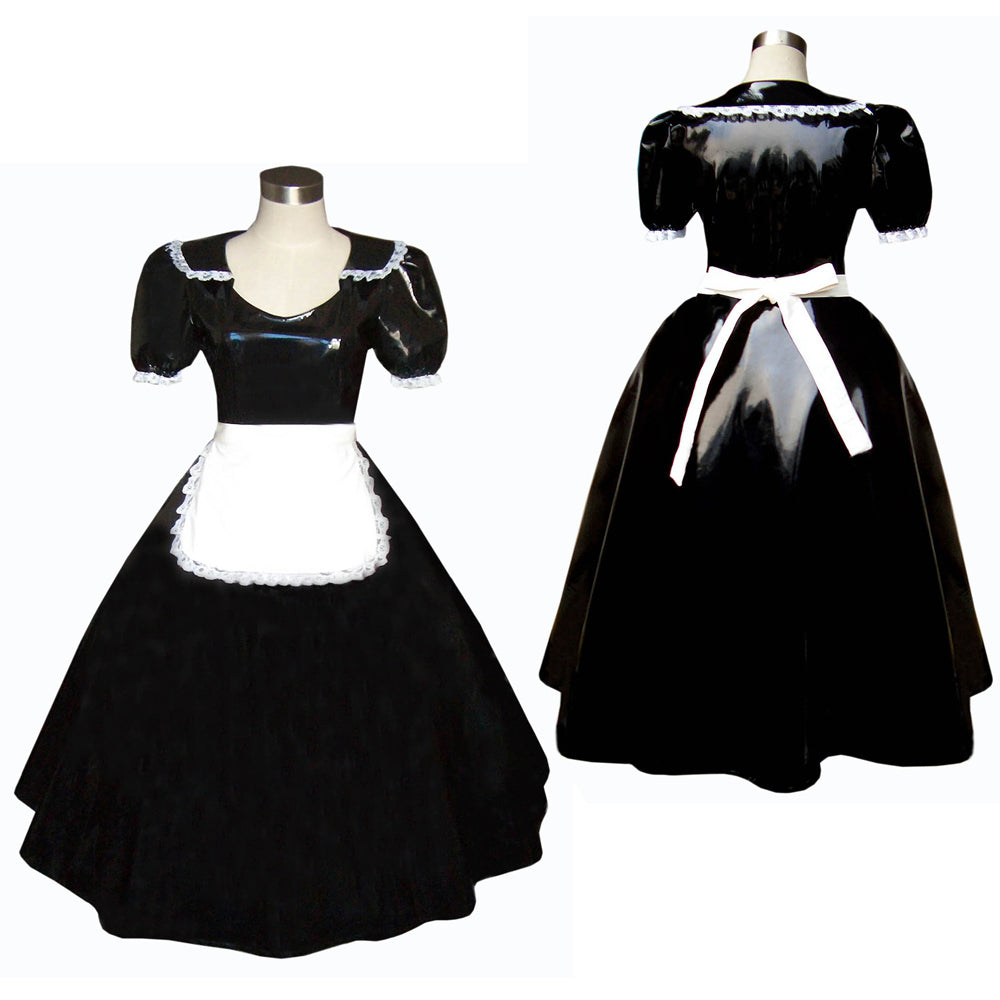 schwarzes, dünnes PVC-Kleid G304