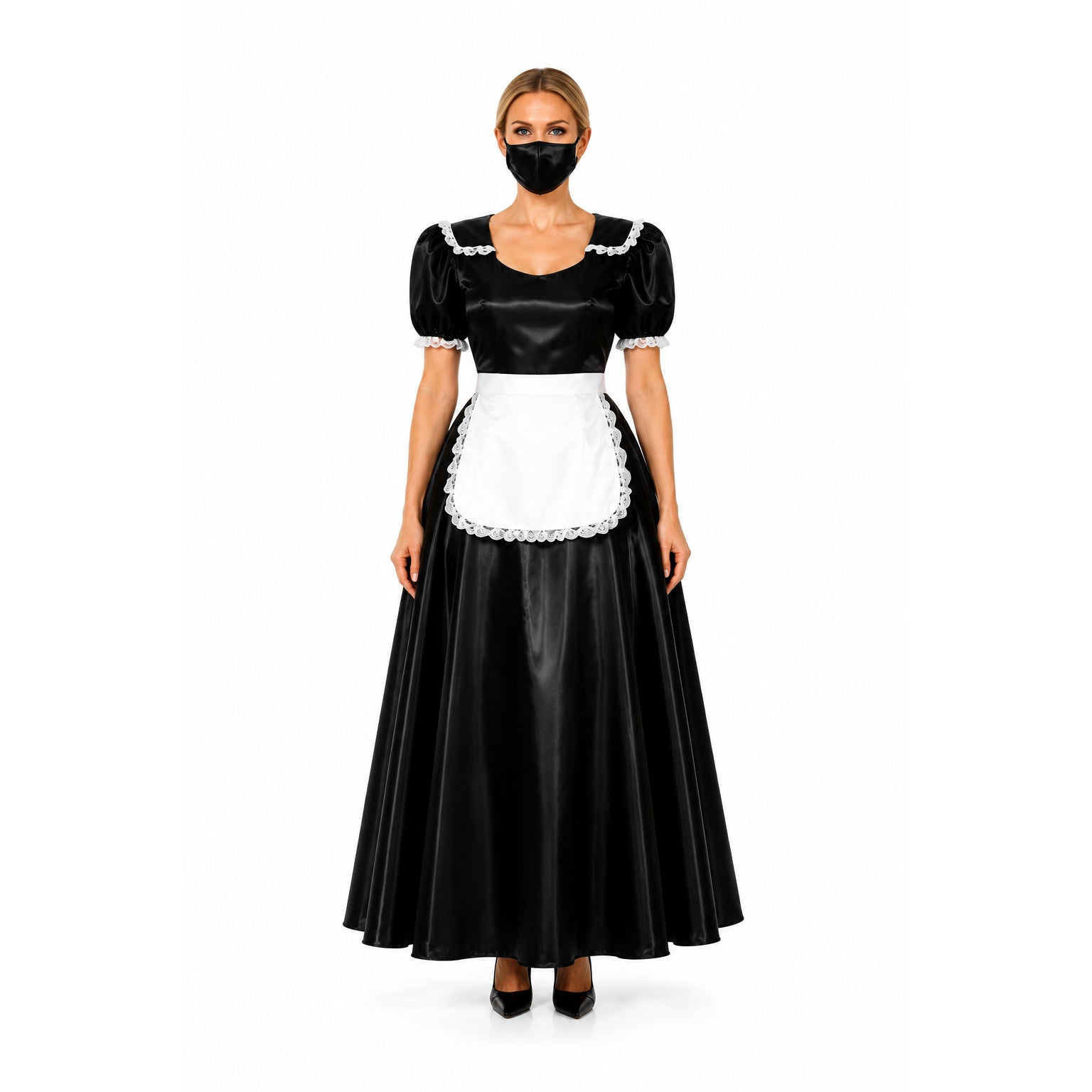 schwarzes, dünnes PVC-Kleid G304