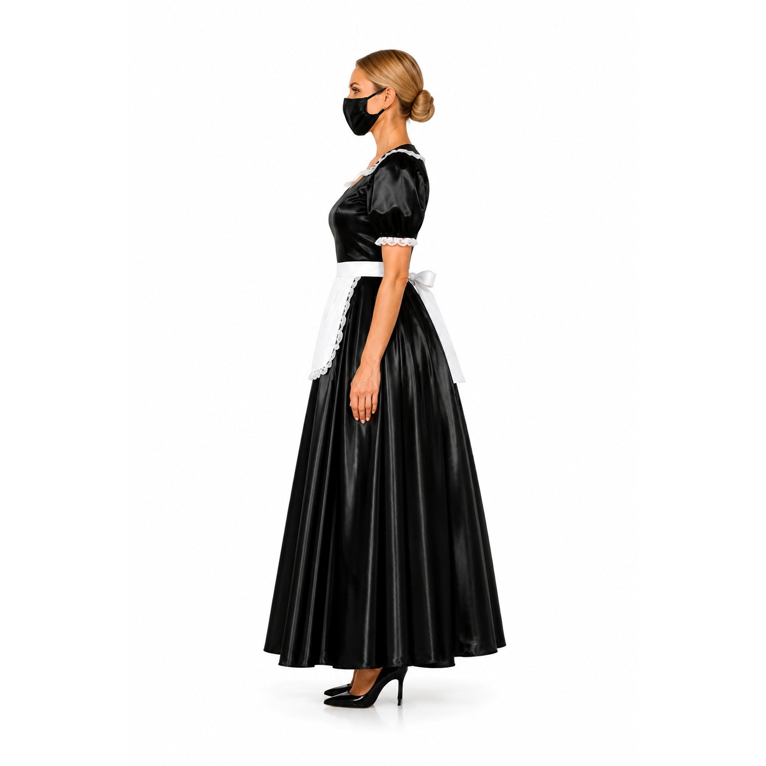 schwarzes, dünnes PVC-Kleid G304