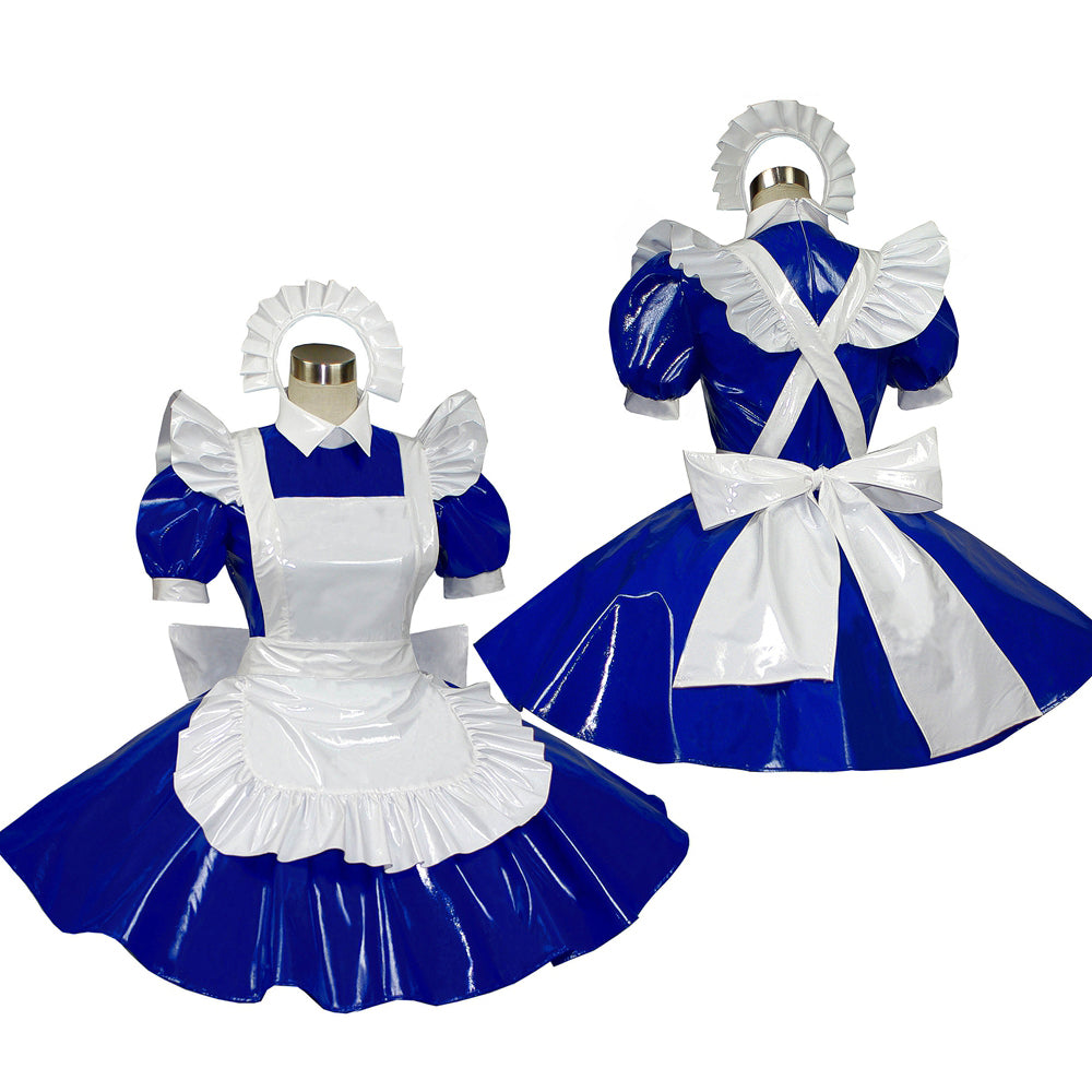 blaues, dünnes PVC-Kleid G312