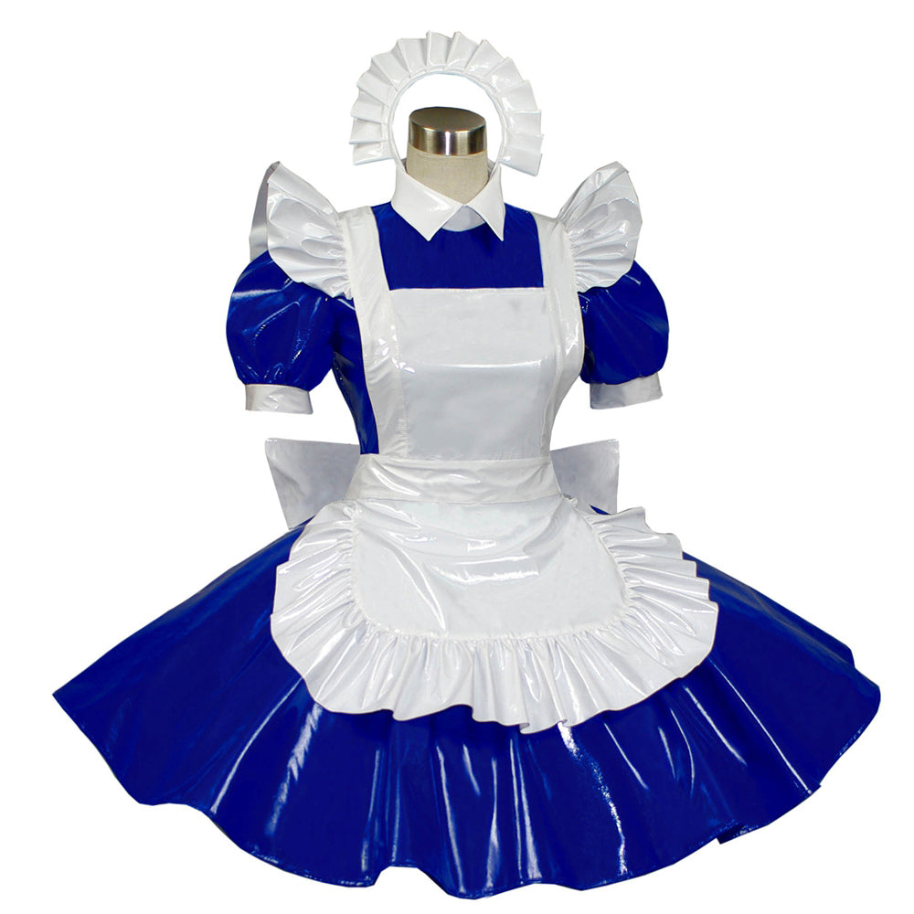 blaues, dünnes PVC-Kleid G312