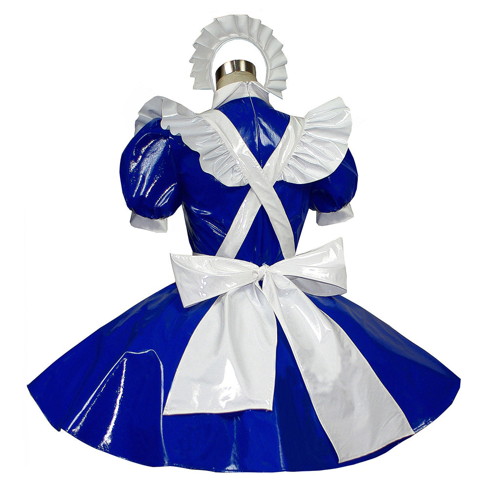 blaues, dünnes PVC-Kleid G312