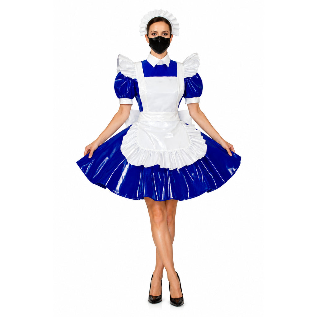 blaues, dünnes PVC-Kleid G312