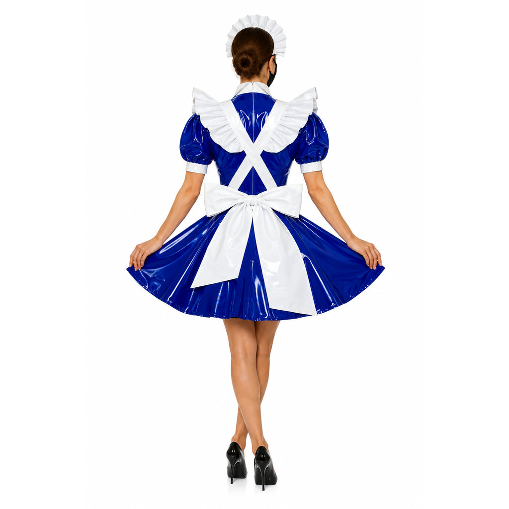 blaues, dünnes PVC-Kleid G312