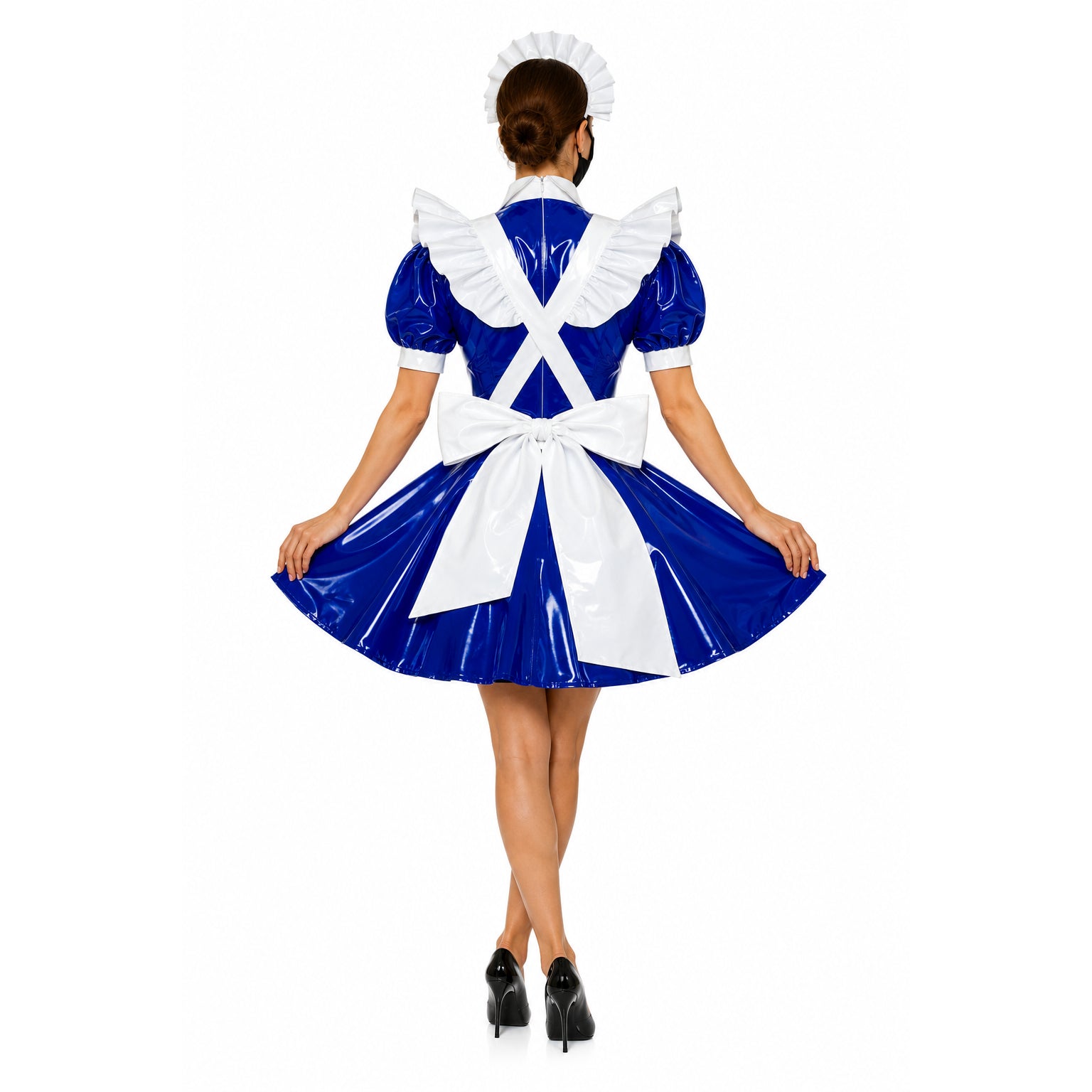 blaues, dünnes PVC-Kleid G312