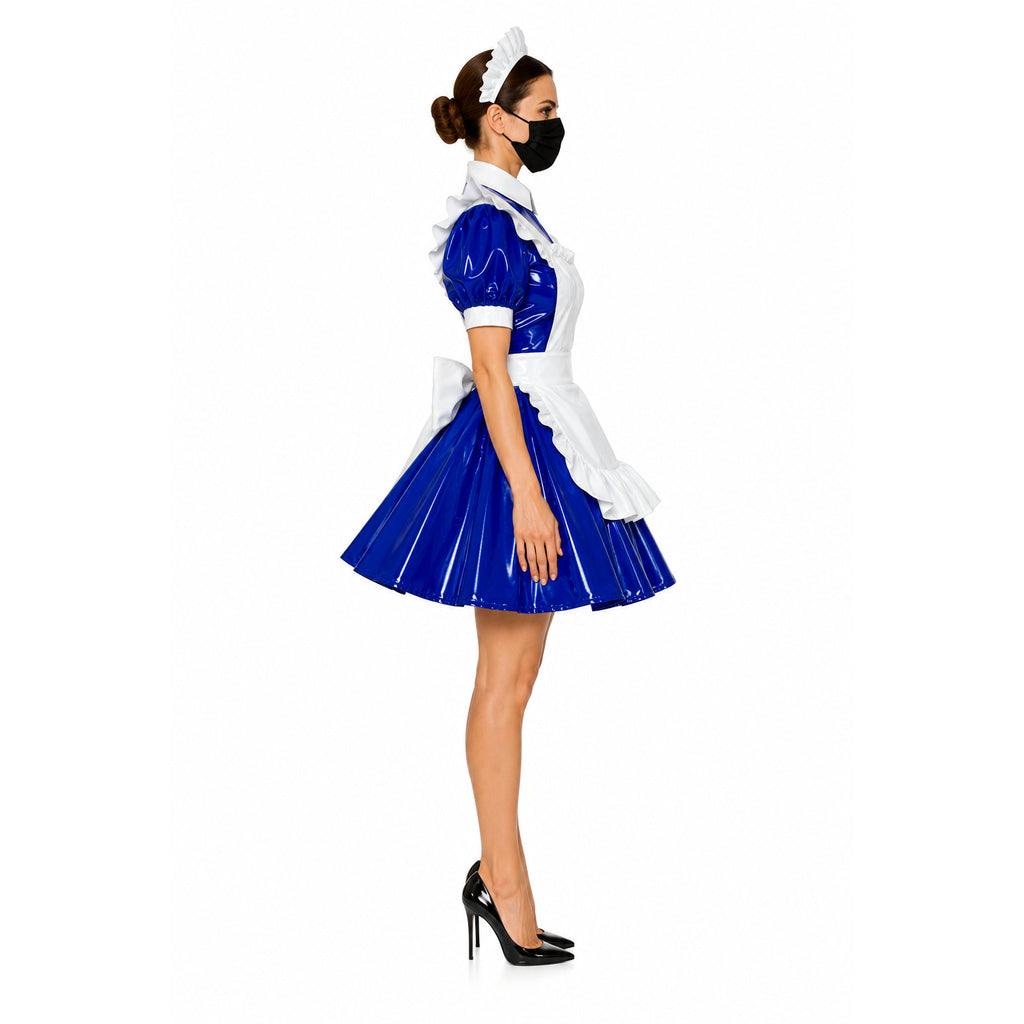 blaues, dünnes PVC-Kleid G312