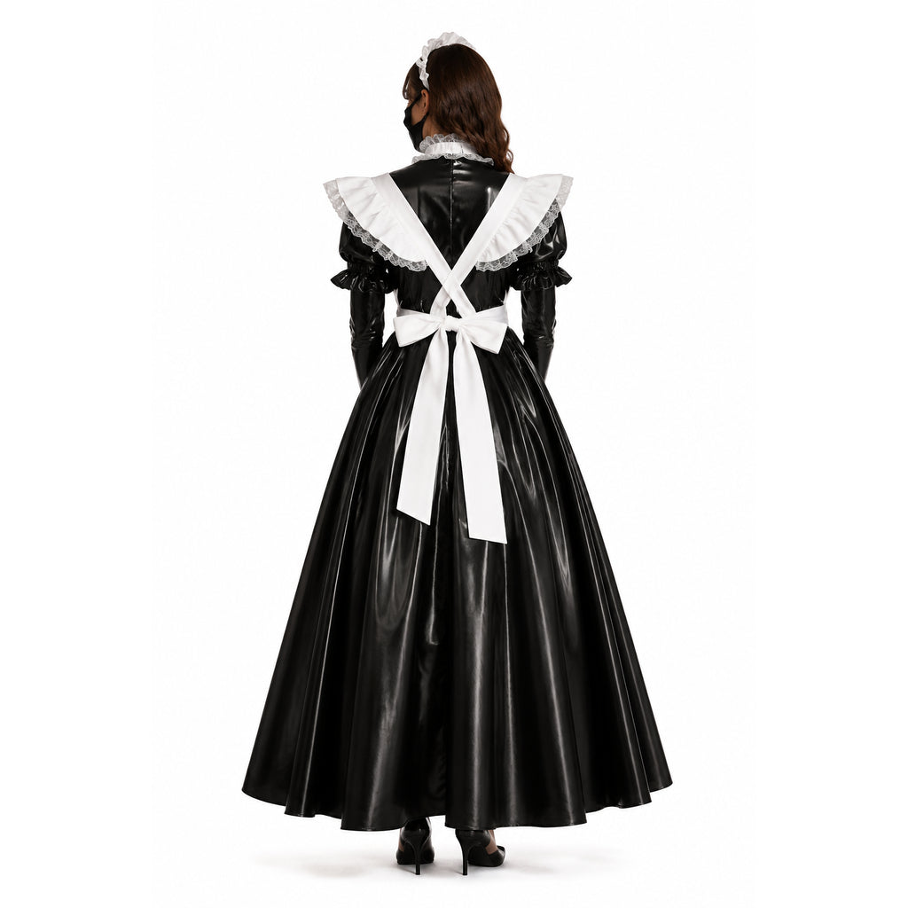 schwarzes, dünnes PVC-Kleid G314