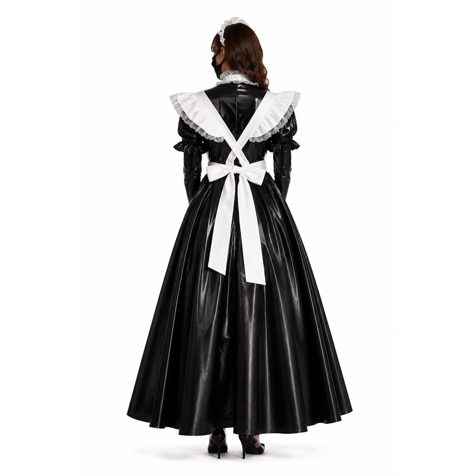 schwarzes, dünnes PVC-Kleid G314
