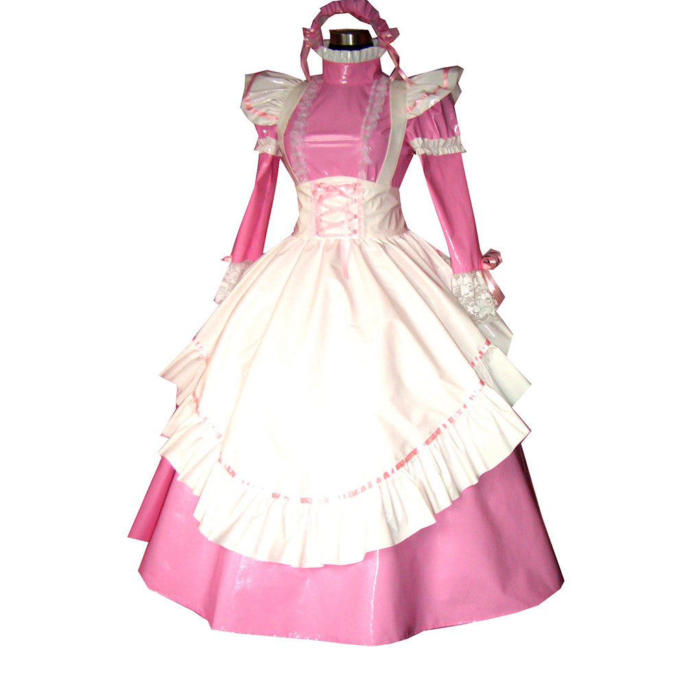 Rosa dünnes PVC-Kleid G317