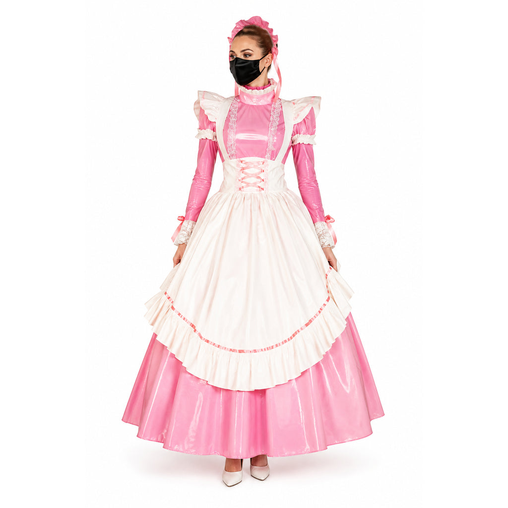Rosa dünnes PVC-Kleid G317