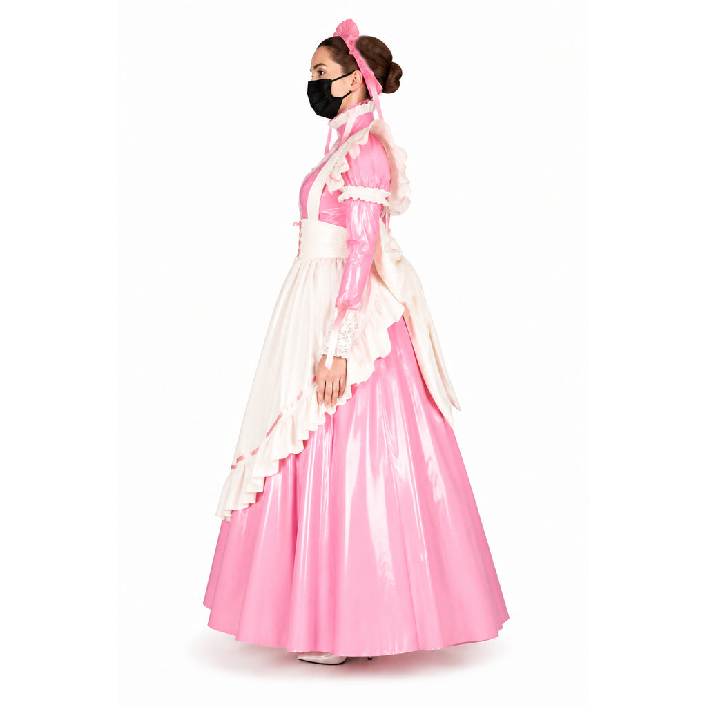 Rosa dünnes PVC-Kleid G317