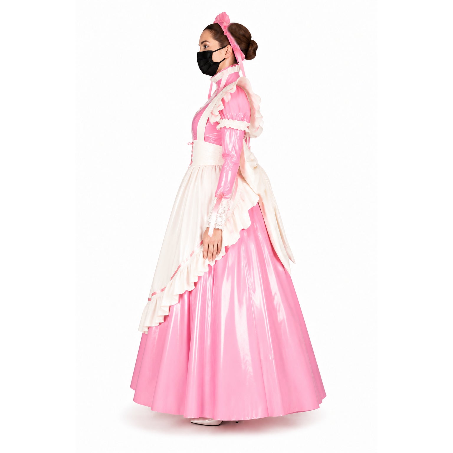 Rosa dünnes PVC-Kleid G317