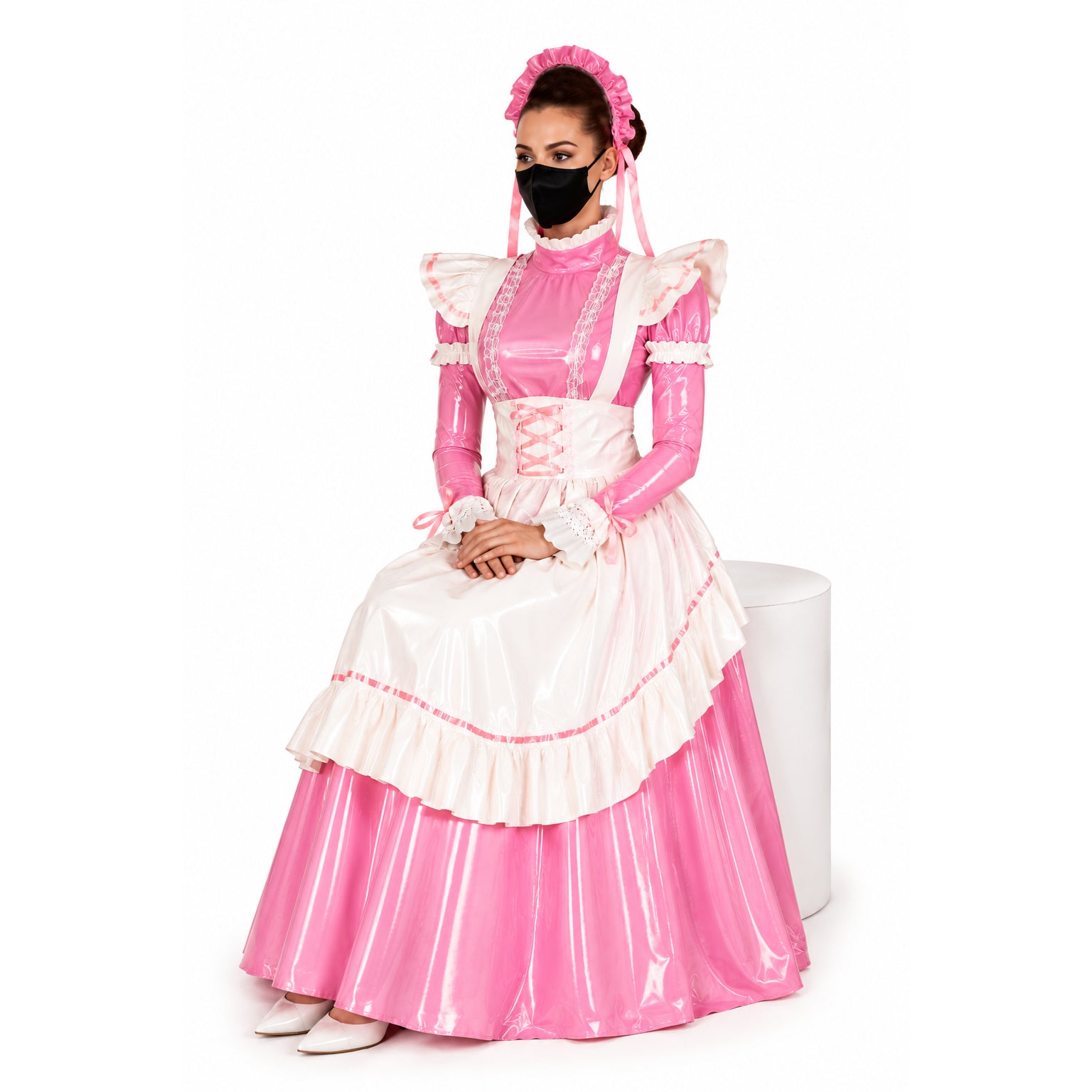Rosa dünnes PVC-Kleid G317