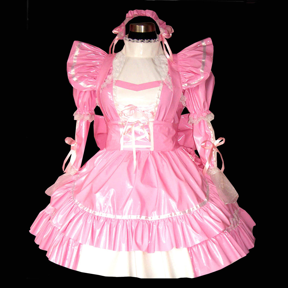 rosa, dünnes PVC-Kleid G318