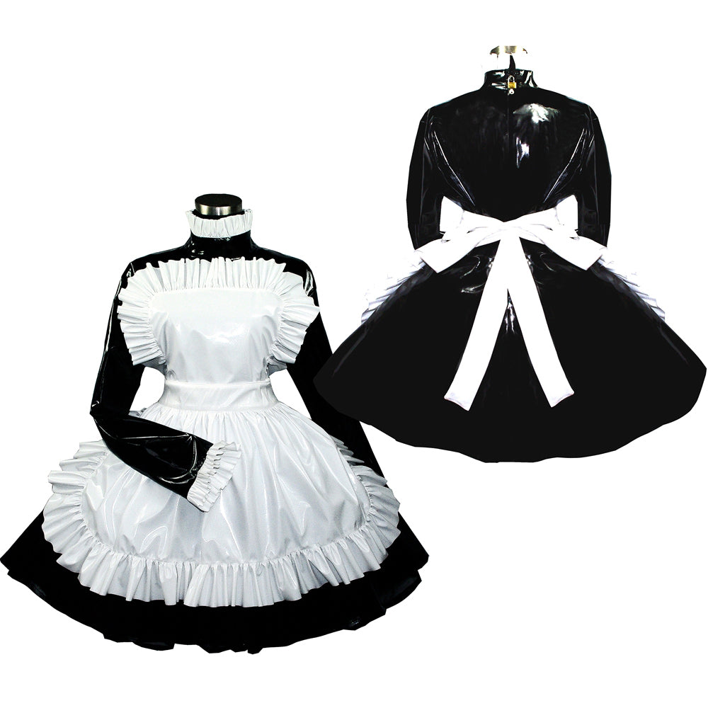 schwarzes, dünnes PVC-Kleid G319