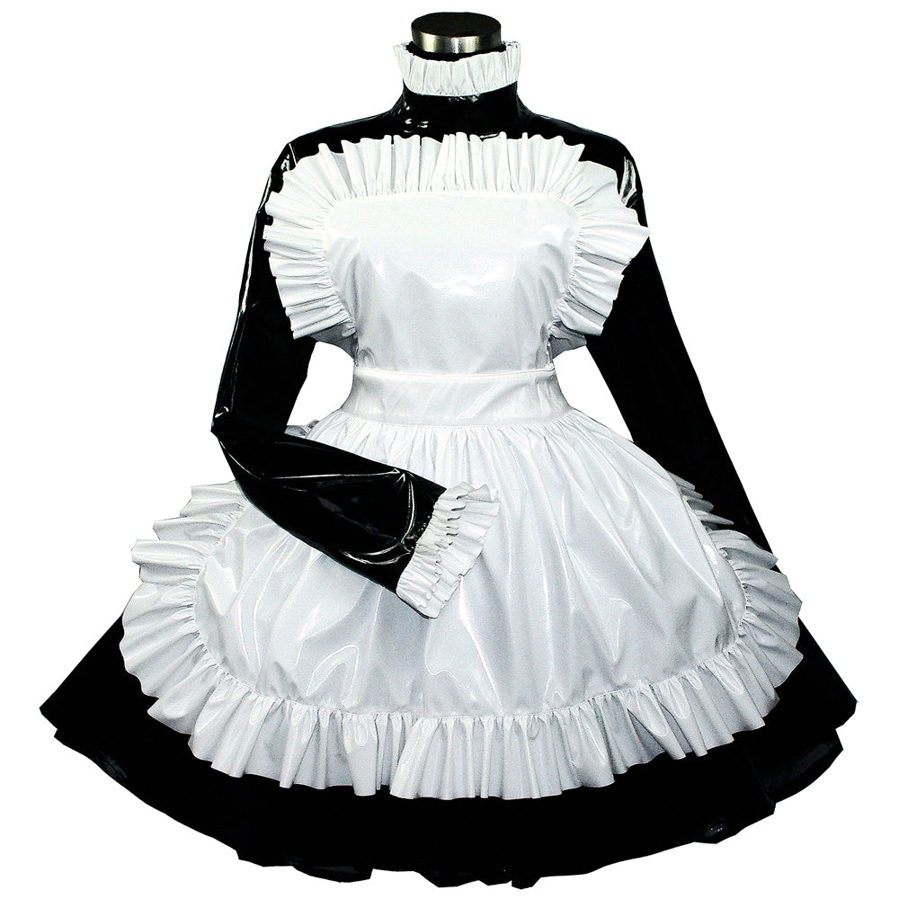 schwarzes, dünnes PVC-Kleid G319