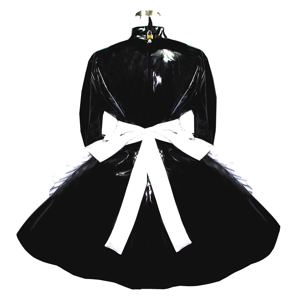schwarzes, dünnes PVC-Kleid G319