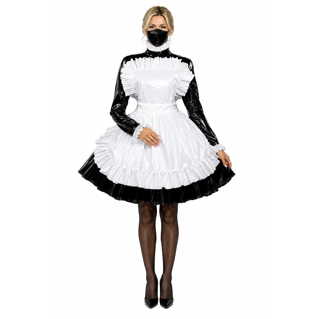 schwarzes, dünnes PVC-Kleid G319