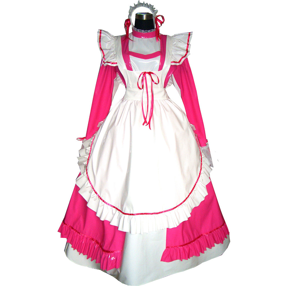 Heißrosa, enges PVC-Kleid G329