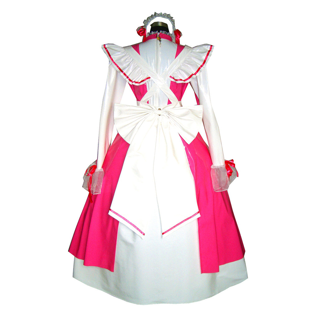 Heißrosa, enges PVC-Kleid G329