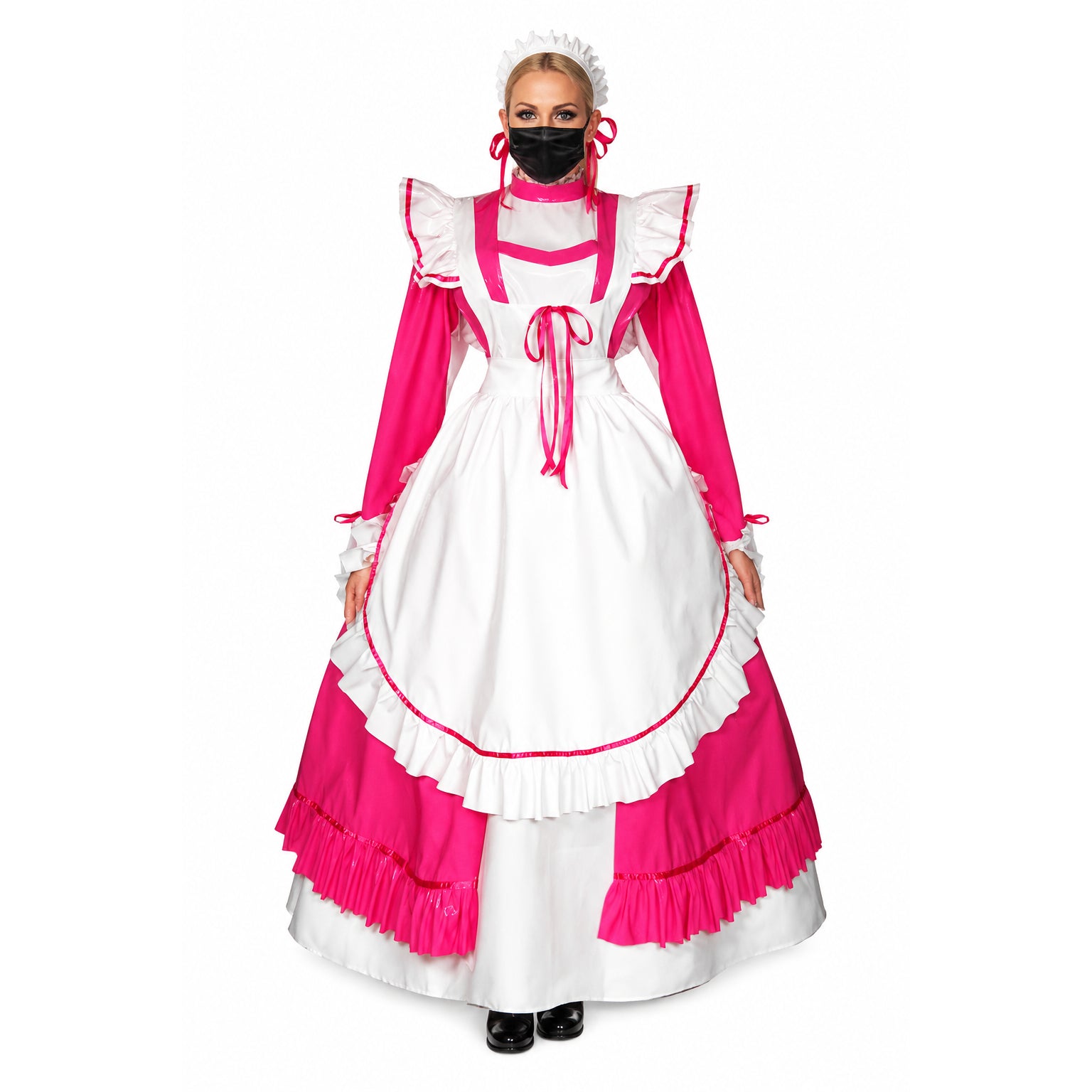 Heißrosa, enges PVC-Kleid G329