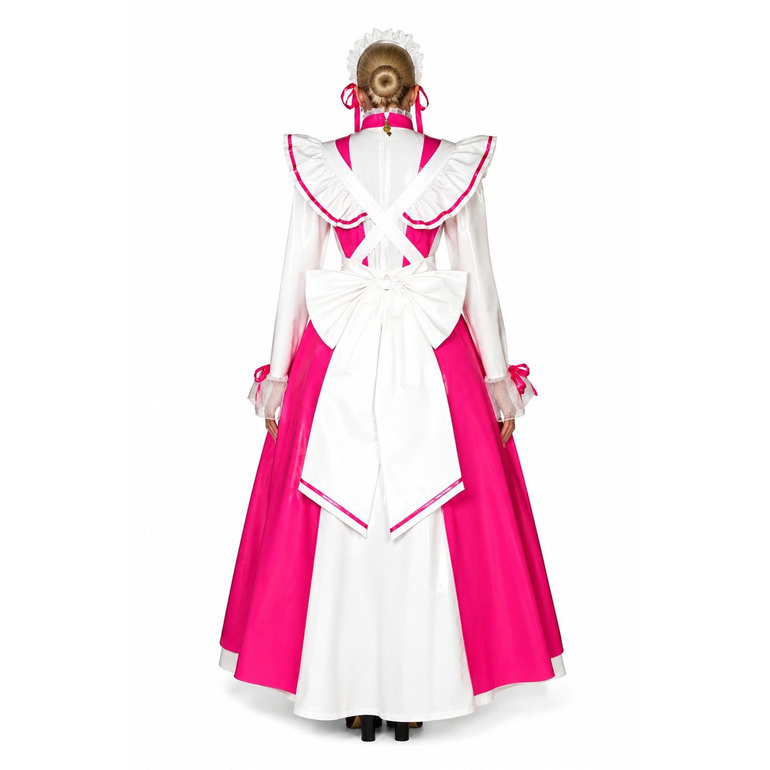 Heißrosa, enges PVC-Kleid G329
