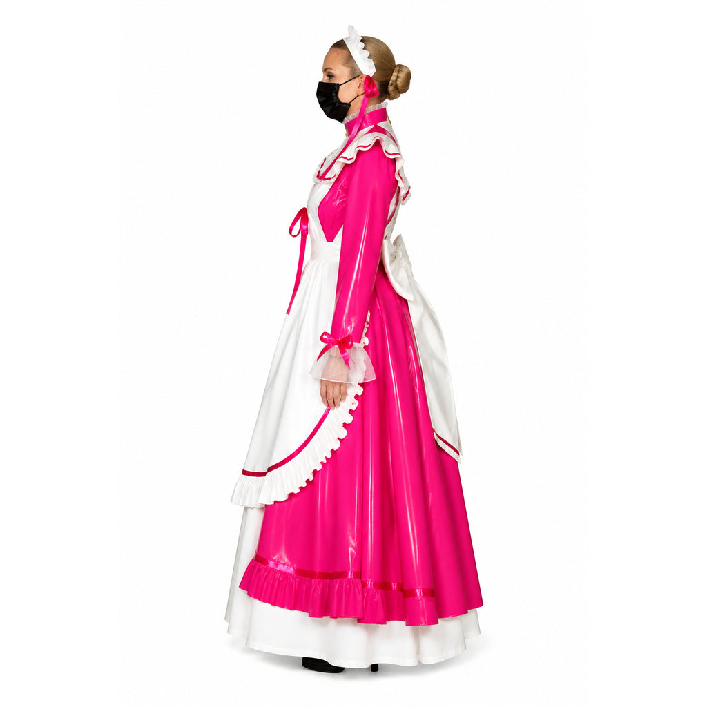 Heißrosa, enges PVC-Kleid G329