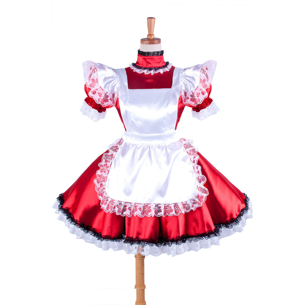 rotes Satinkleid G334