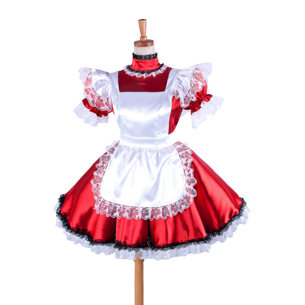 rotes Satinkleid G334