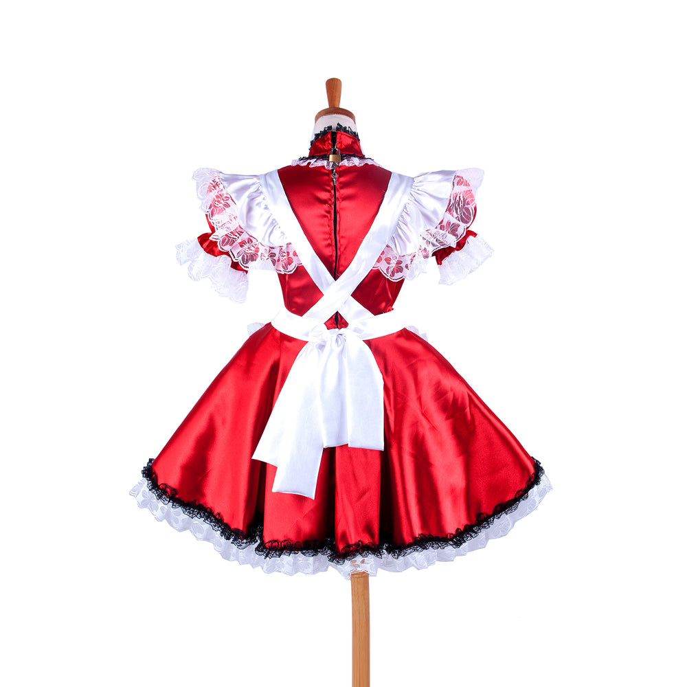 rotes Satinkleid G334