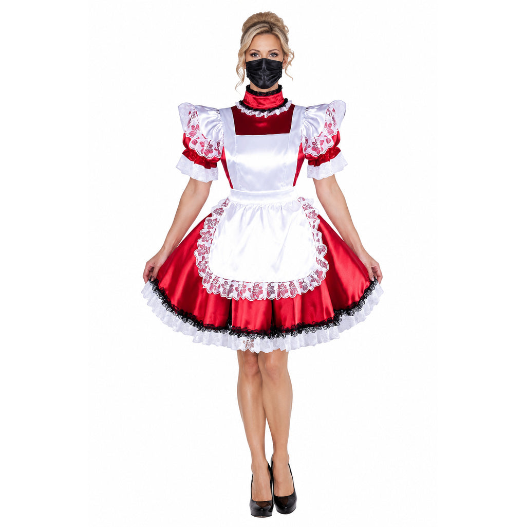 rotes Satinkleid G334