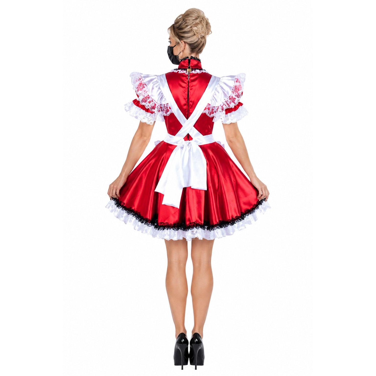 rotes Satinkleid G334
