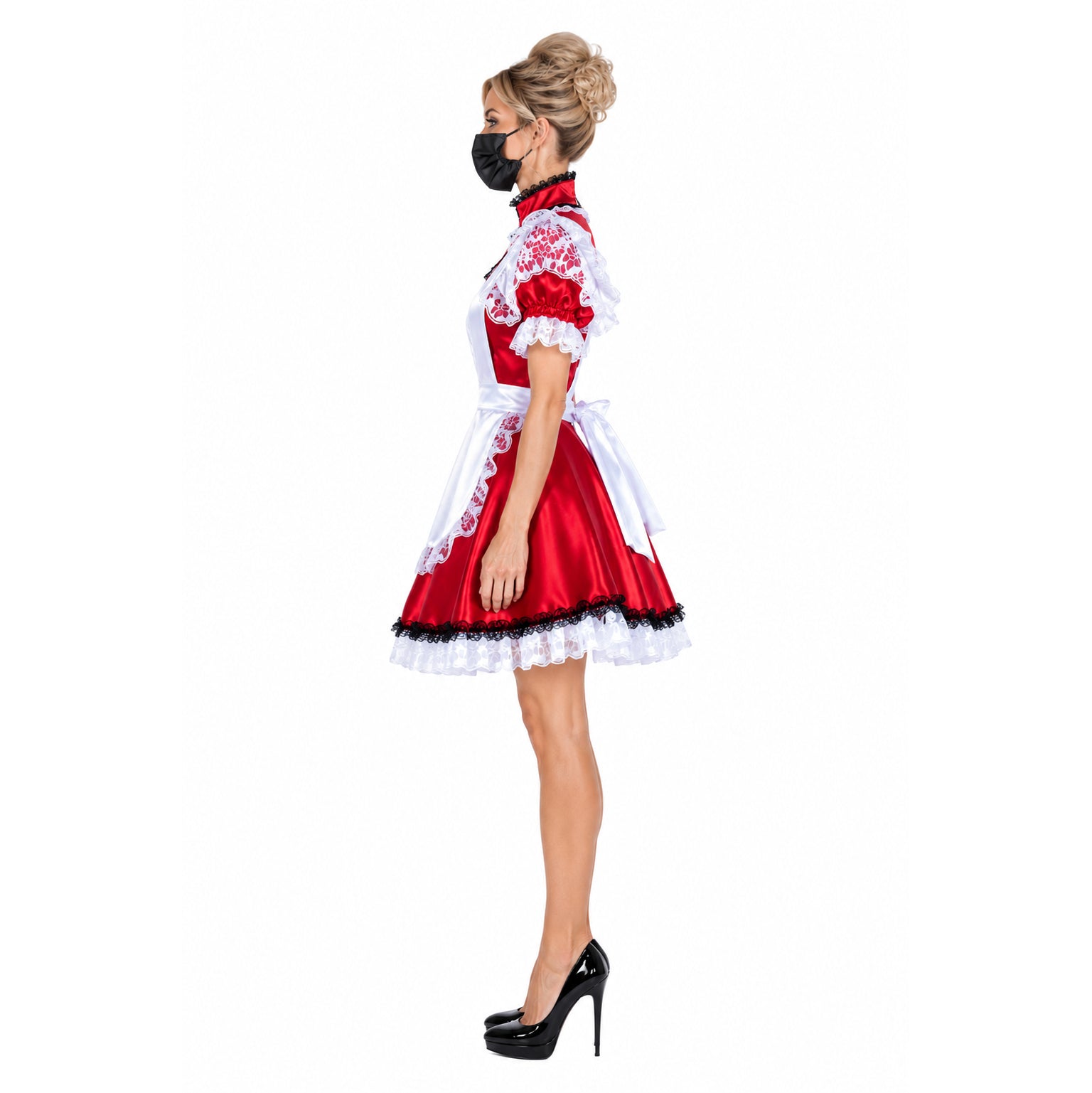 rotes Satinkleid G334