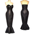 Schwarzes Lederkleid G337