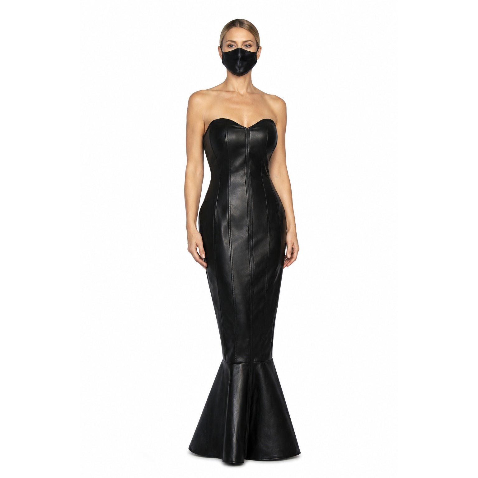 Schwarzes Lederkleid G337
