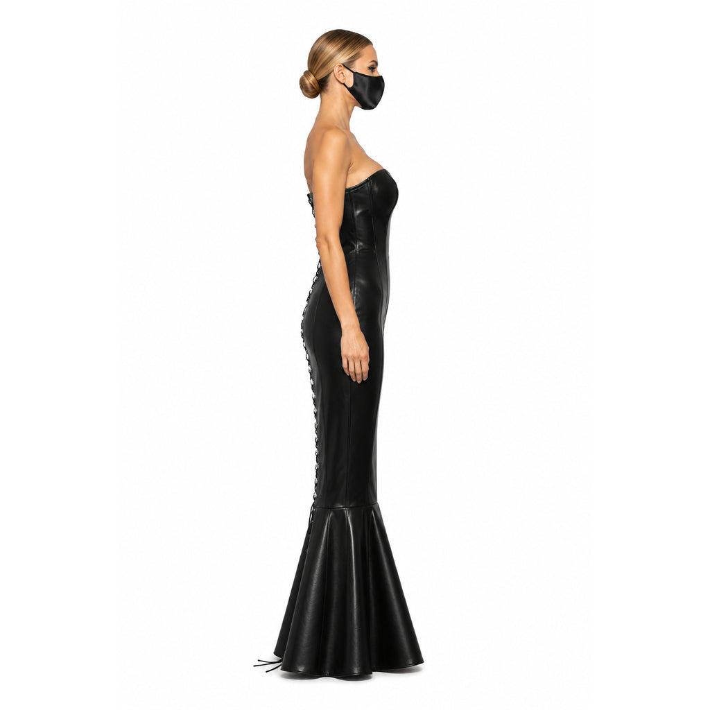 Schwarzes Lederkleid G337