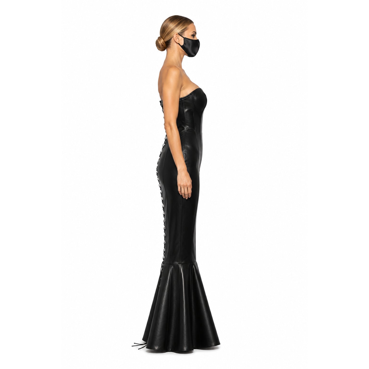 Schwarzes Lederkleid G337