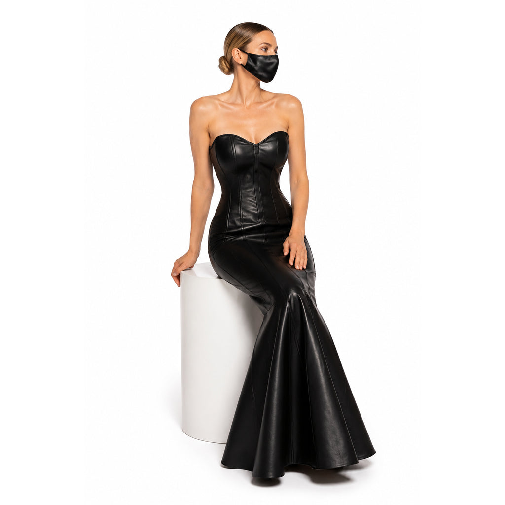 Schwarzes Lederkleid G337