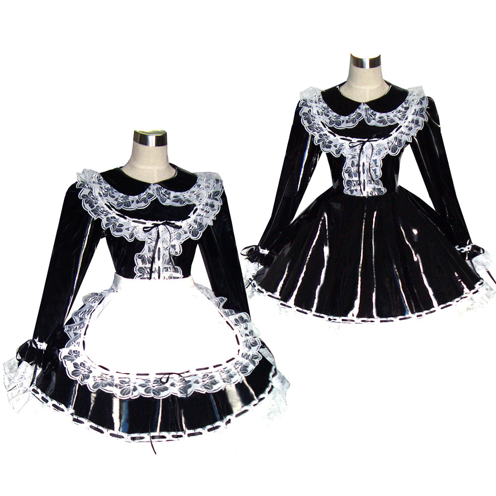 schwarzes, schweres PVC-Kleid G349