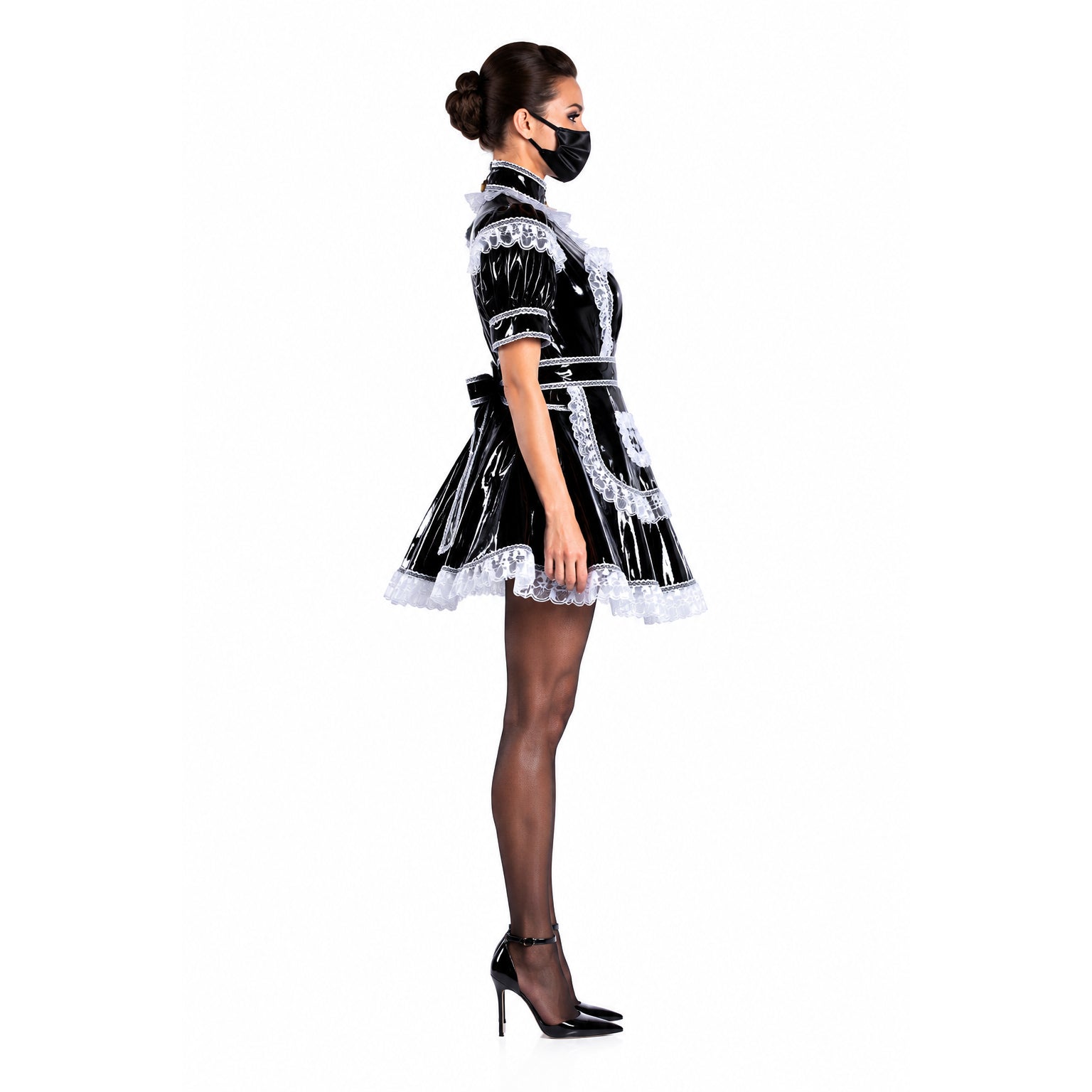 schwarzes schweres PVC-Kleid G350