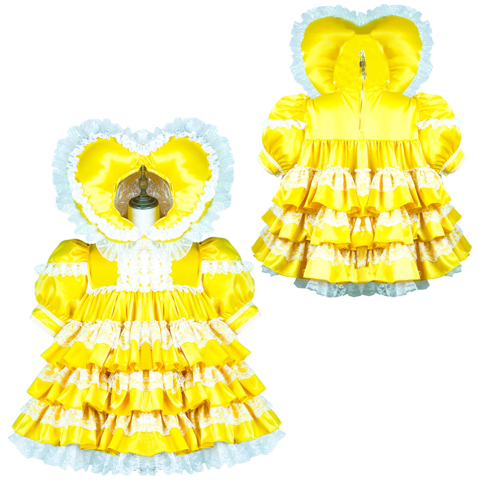 yellow satin dress G3703
