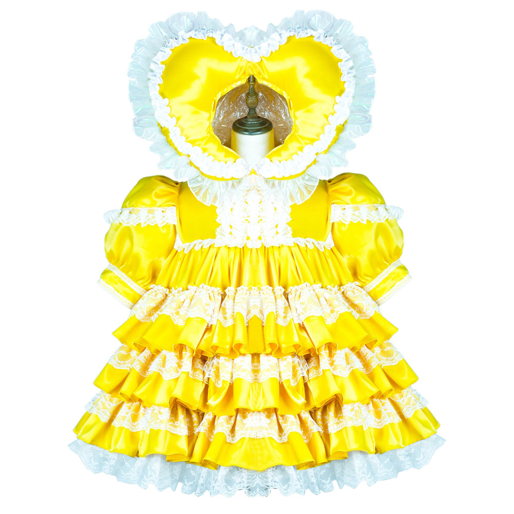 yellow satin dress G3703