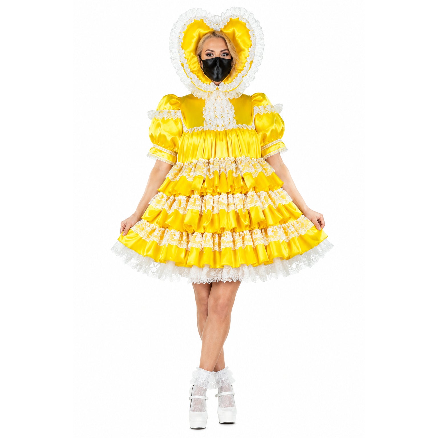yellow satin dress G3703