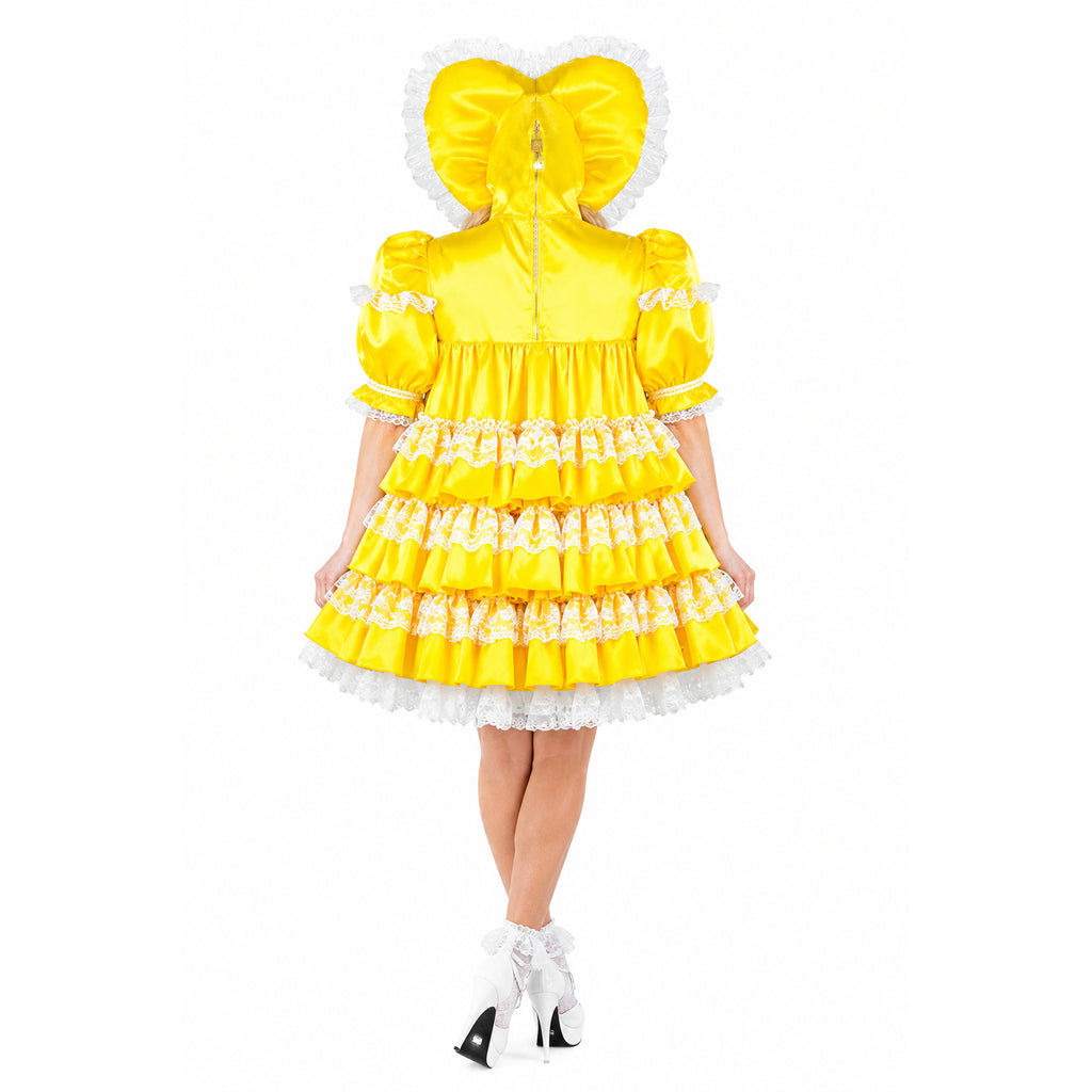 yellow satin dress G3703