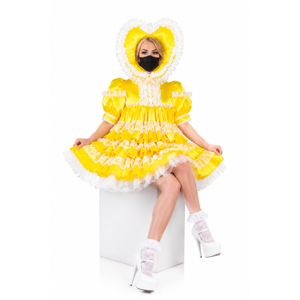 yellow satin dress G3703