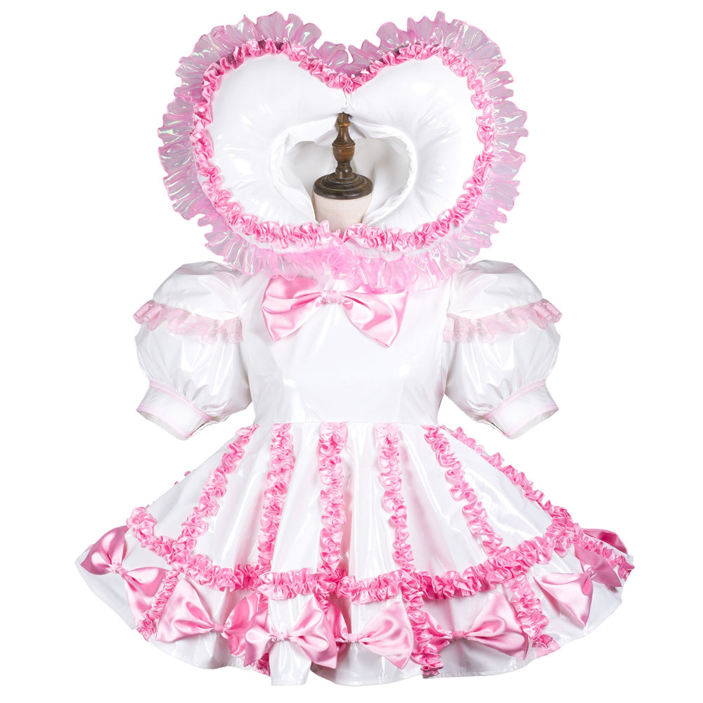 white thin pvc dress G3704