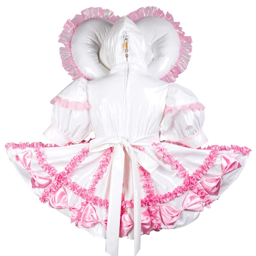 white thin pvc dress G3704