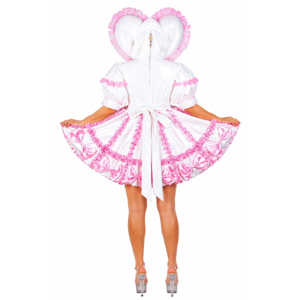 white thin pvc dress G3704