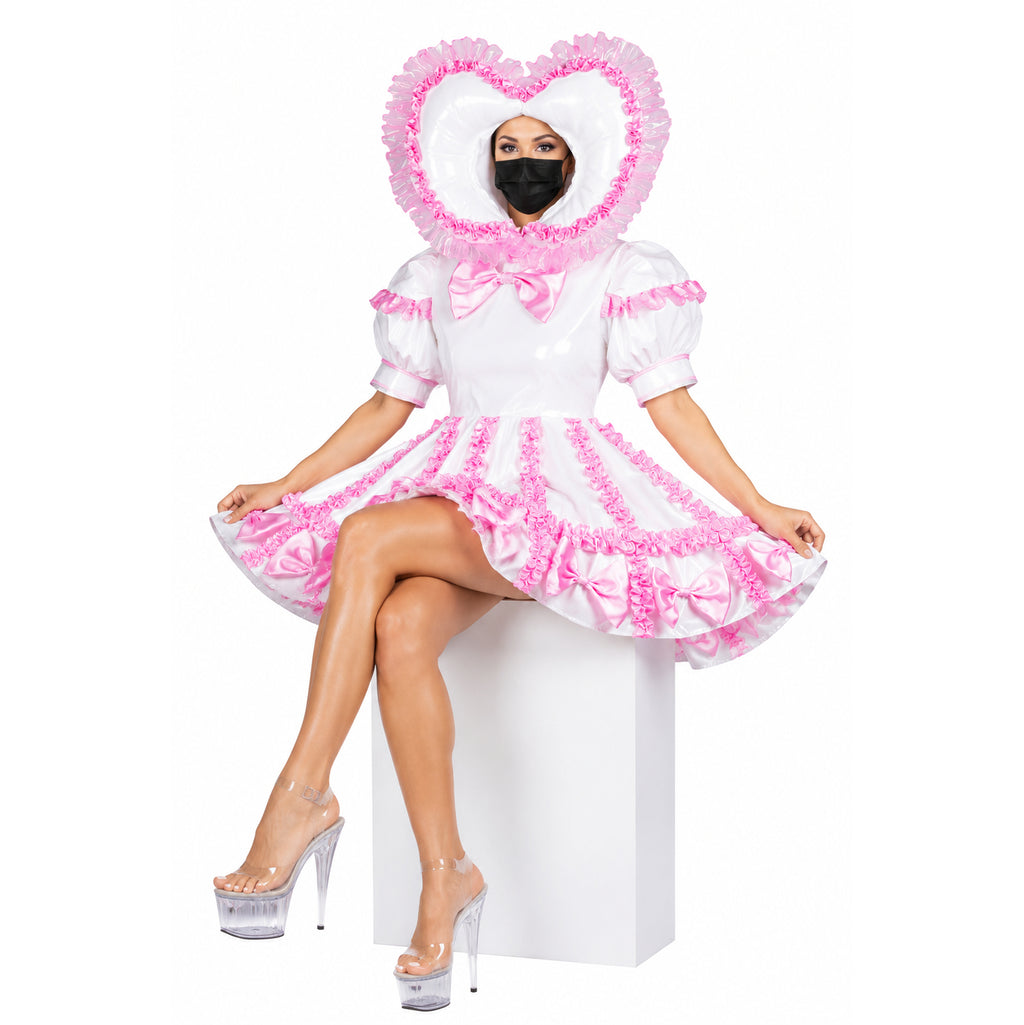 white thin pvc dress G3704